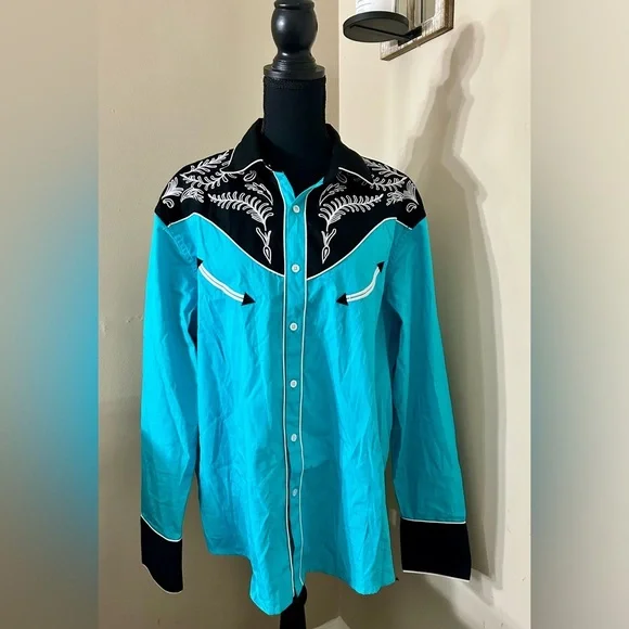 Coofandy Western Cowboy Shirt Casual Long Sleeve Button Down - Picture 2 of 7